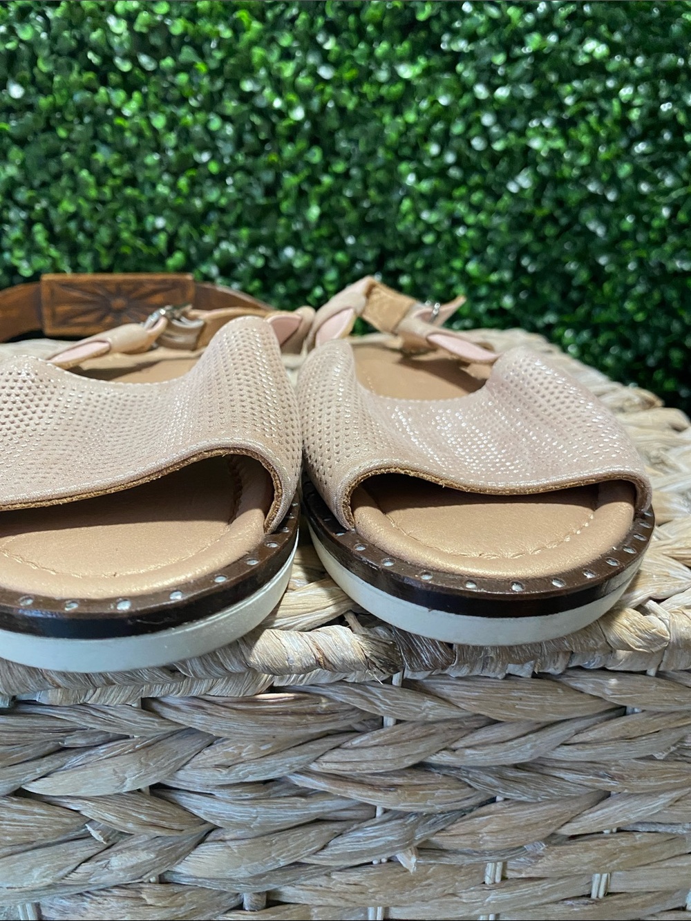 Women's Rose Gold Perforated Slingback Sandals - Picture 4 of 8